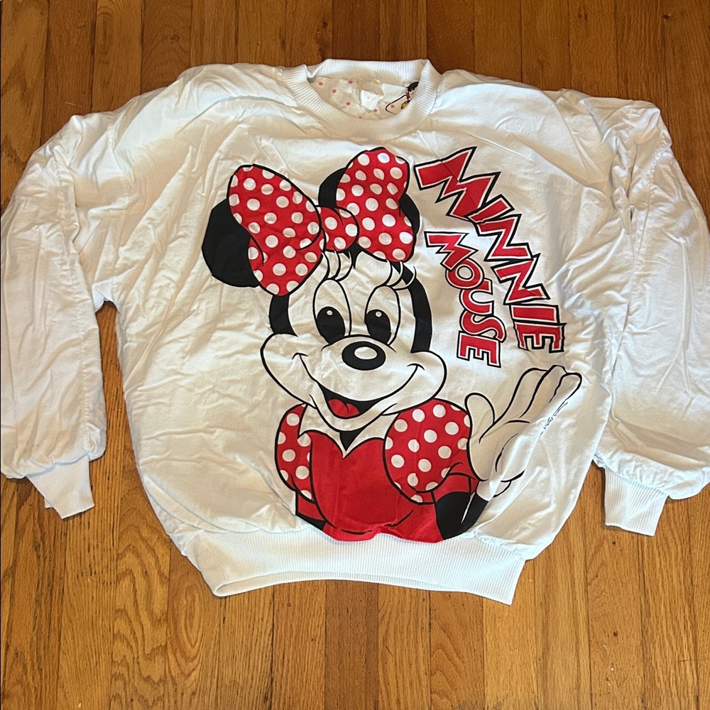 Vintage 80’s Minnie Mouse Puffy Sweatshirt Crewneck Double Sided Large
